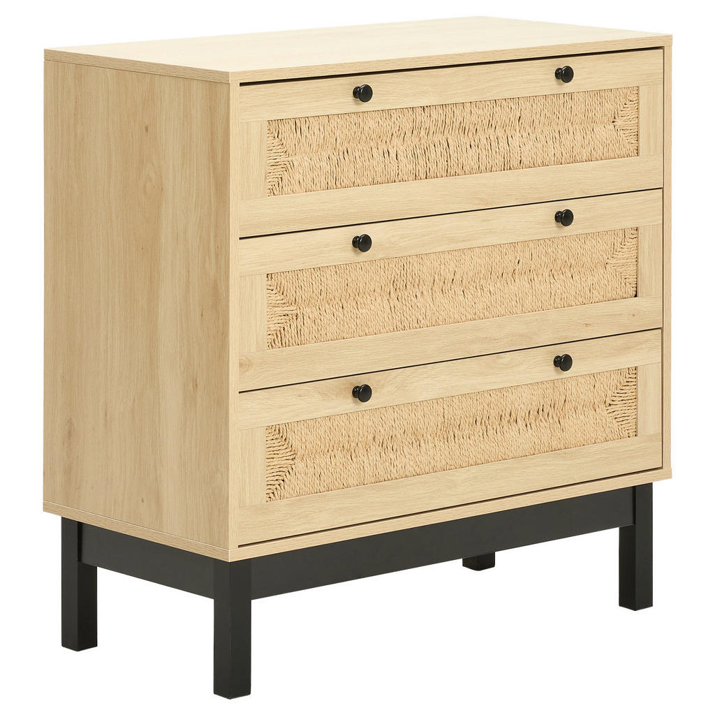 MID.YOU KOMODA, borovice, přírodní barvy, černá, 80/80/39,5 cm