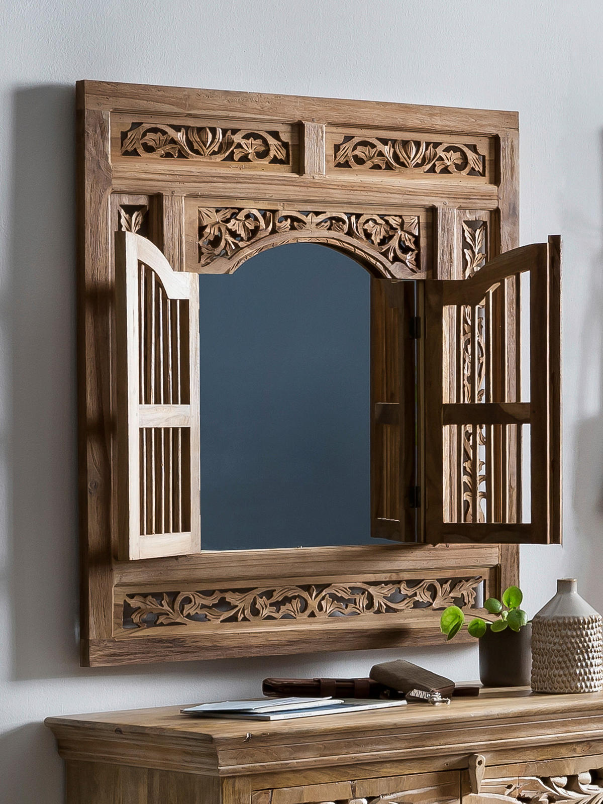 SPIEGEL 80/90/3,5 cm    in quadratisch  - Naturfarben, Design, Glas/Holz (80/90/3,5cm) - MID.YOU