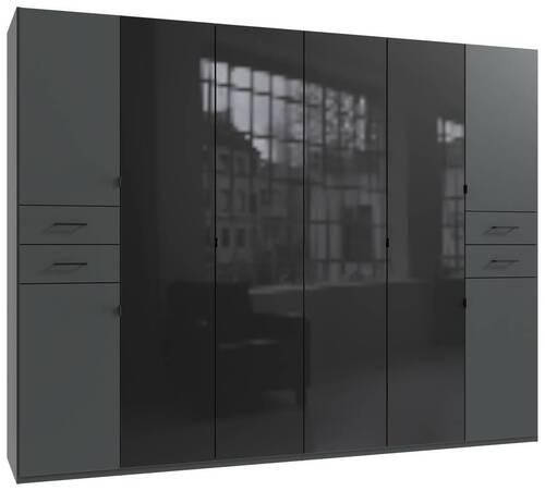 KLEIDERSCHRANK in Graphitfarben, Schwarz - Schwarz/Graphitfarben, Konventionell, Glas/Holzwerkstoff (270/208/58cm) - Modante