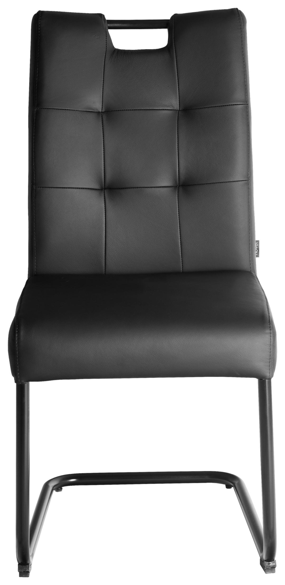 SCHWINGSTUHL    Echtleder  - Schwarz, Design, Leder/Metall (46/97/58cm) - Novel