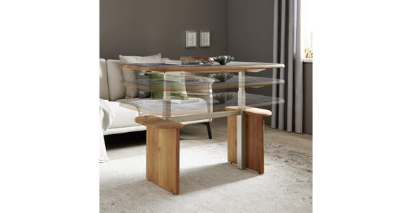COUCHTISCH in Holz, Metall, Kunststoff 120/70/54(82) cm - Eichefarben/Silberfarben, KONVENTIONELL, Holz/Kunststoff (120/70/54(82)cm) - Venda