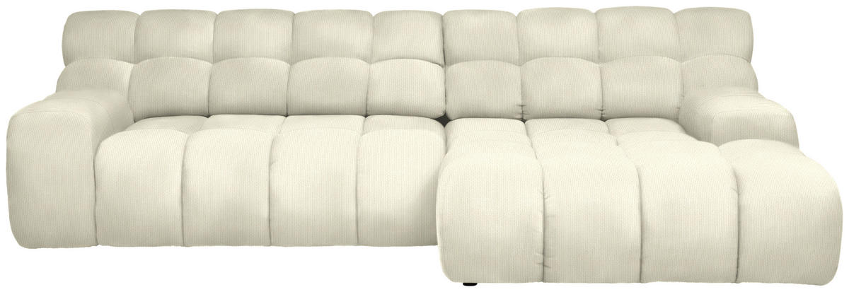 ECKSOFA in Webstoff Weiss  - Weiss/Schwarz, Modern, Kunststoff/Textil (297/180cm) - Welnova