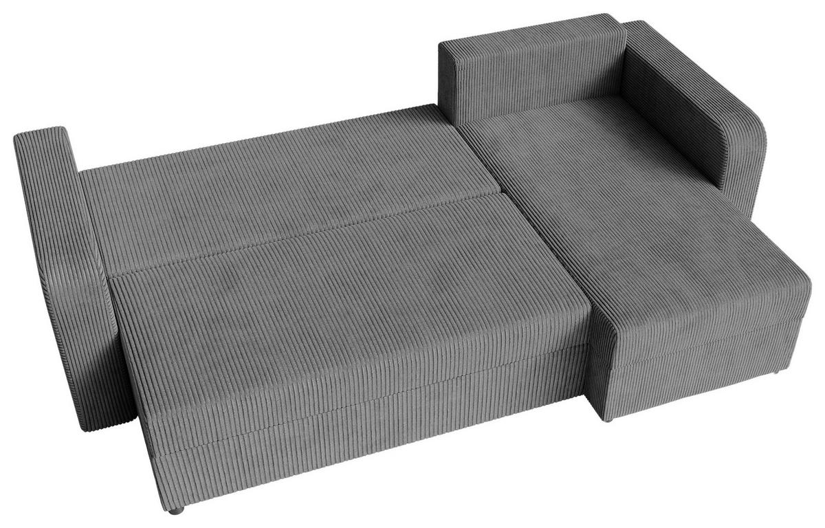ECKSOFA Dunkelgrau Cord  - Dunkelgrau/Schwarz, KONVENTIONELL, Kunststoff/Textil (140/240cm) - Carryhome