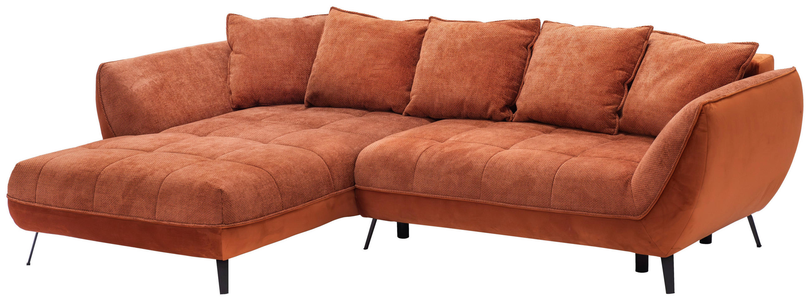 ECKSOFA in Struktur Rostfarben  - Rostfarben/Schwarz, Design, Textil/Metall (187/282cm) - Livetastic