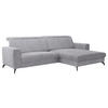 ECKSOFA in Cord Hellgrau  - Hellgrau/Schwarz, Konventionell, Textil/Metall (290/178cm) - Sit & More