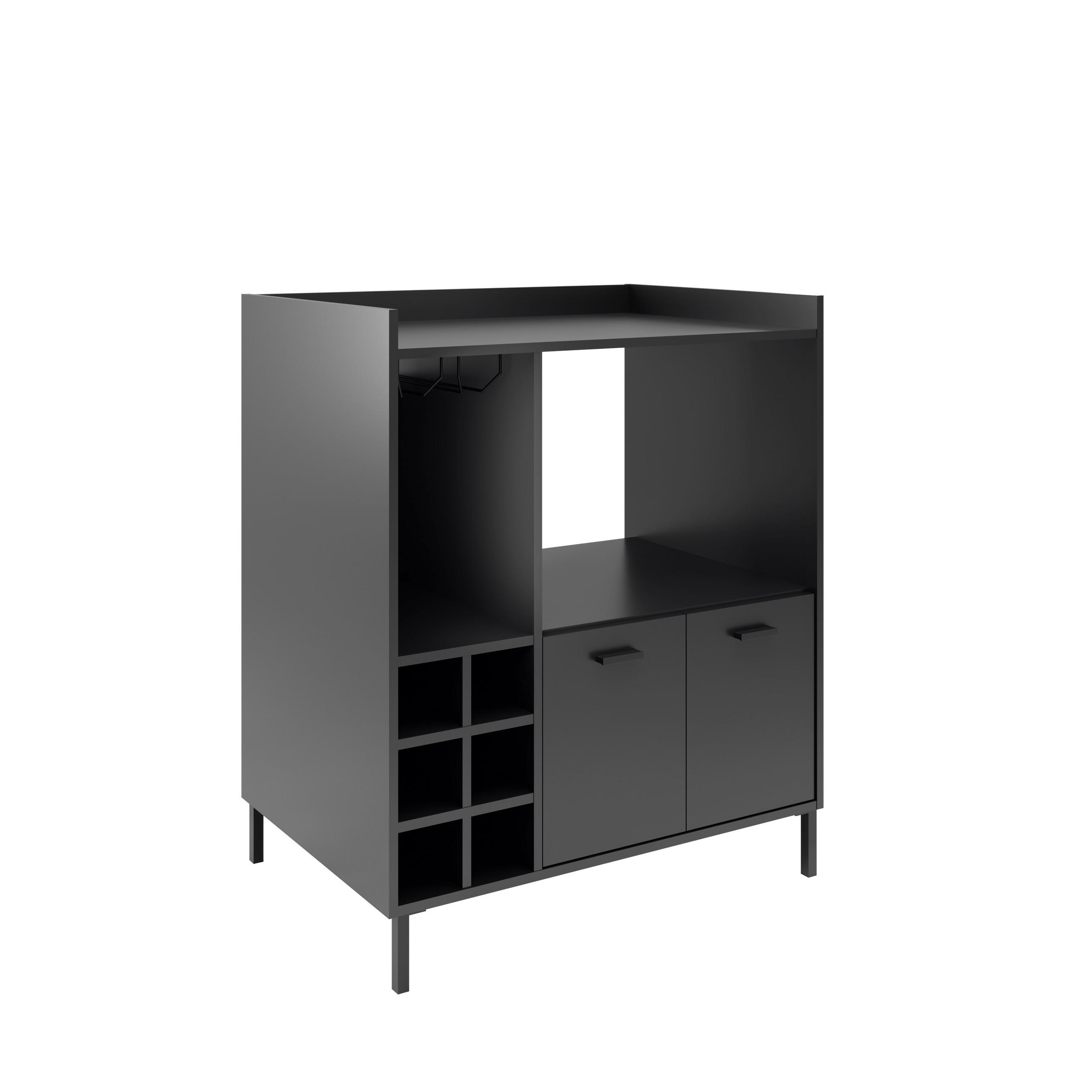 BARSCHRANK in Schwarz  - Schwarz, Trend, Holzwerkstoff/Metall (90/105/58cm) - MID.YOU