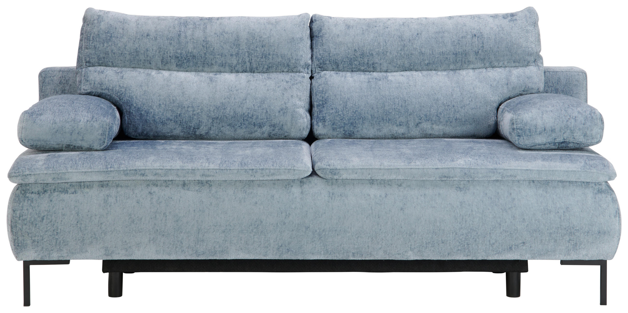 BOXSPRINGSOFA Webstoff Blau  - Blau/Schwarz, Design, Textil/Metall (202/93/100cm) - Novel