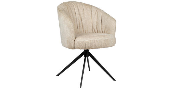 ARMLEHNSTUHL  in Eisen Chenille  - Beige/Schwarz, Design, Textil/Metall (63/81,5/62,5cm) - Dieter Knoll