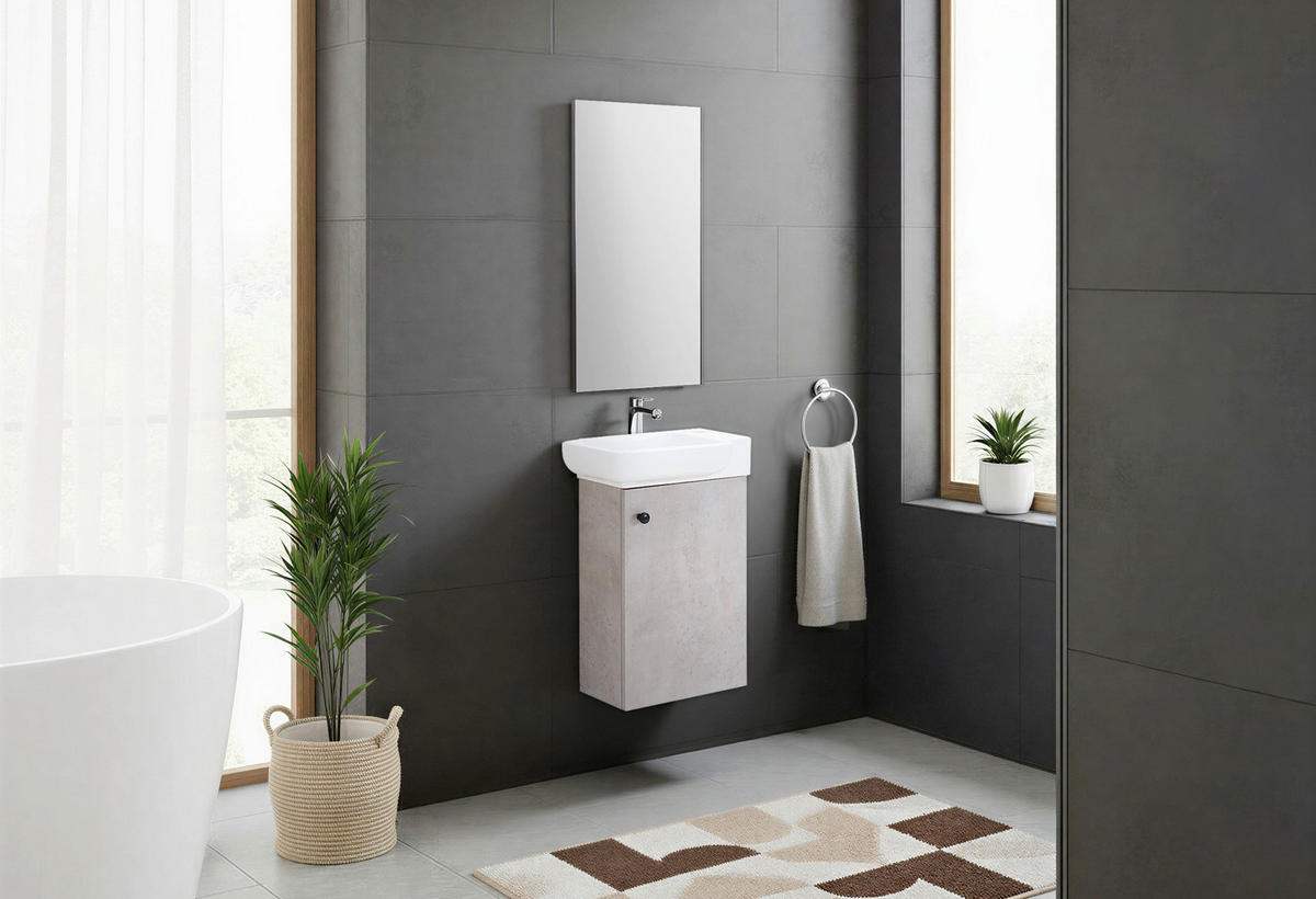 GÄSTEBAD 55 cm  - Weiß Hochglanz/Schwarz, MODERN, Keramik/Holzwerkstoff (55cm) - MID.YOU