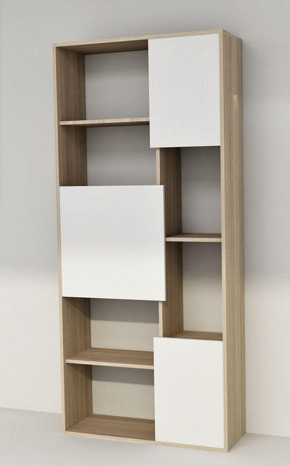 OTVORENA POLICA bela visoki sjaj  - sonoma hrast/bela visoki sjaj, Moderno, pločasti materijal (80/180/29.5cm) - Xora