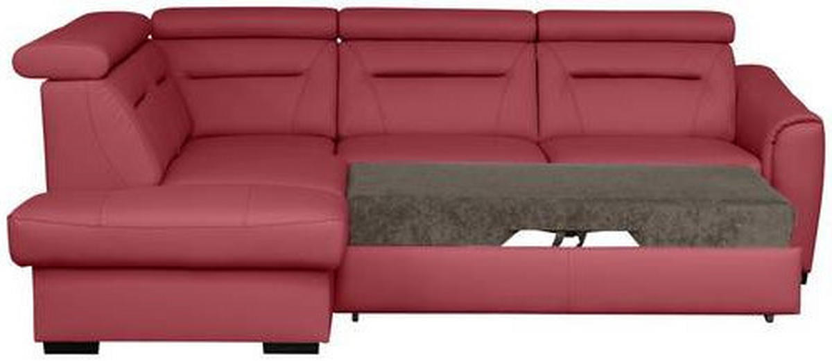 ECKSOFA  in Lederlook Echtleder Rot  - Wengefarben/Rot, Design, Leder/Holz (212/260cm) - Celina Home