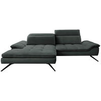 ECKSOFA in Webstoff Anthrazit  179-202/288 cm  - Anthrazit/Schwarz, Design, Textil/Metall (179-202/288cm) - Stylife