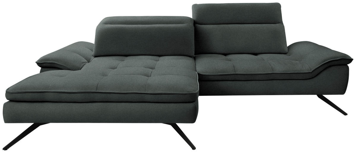 ECKSOFA in Webstoff Anthrazit  179-202/288 cm  - Anthrazit/Schwarz, Design, Textil/Metall (179-202/288cm) - Stylife
