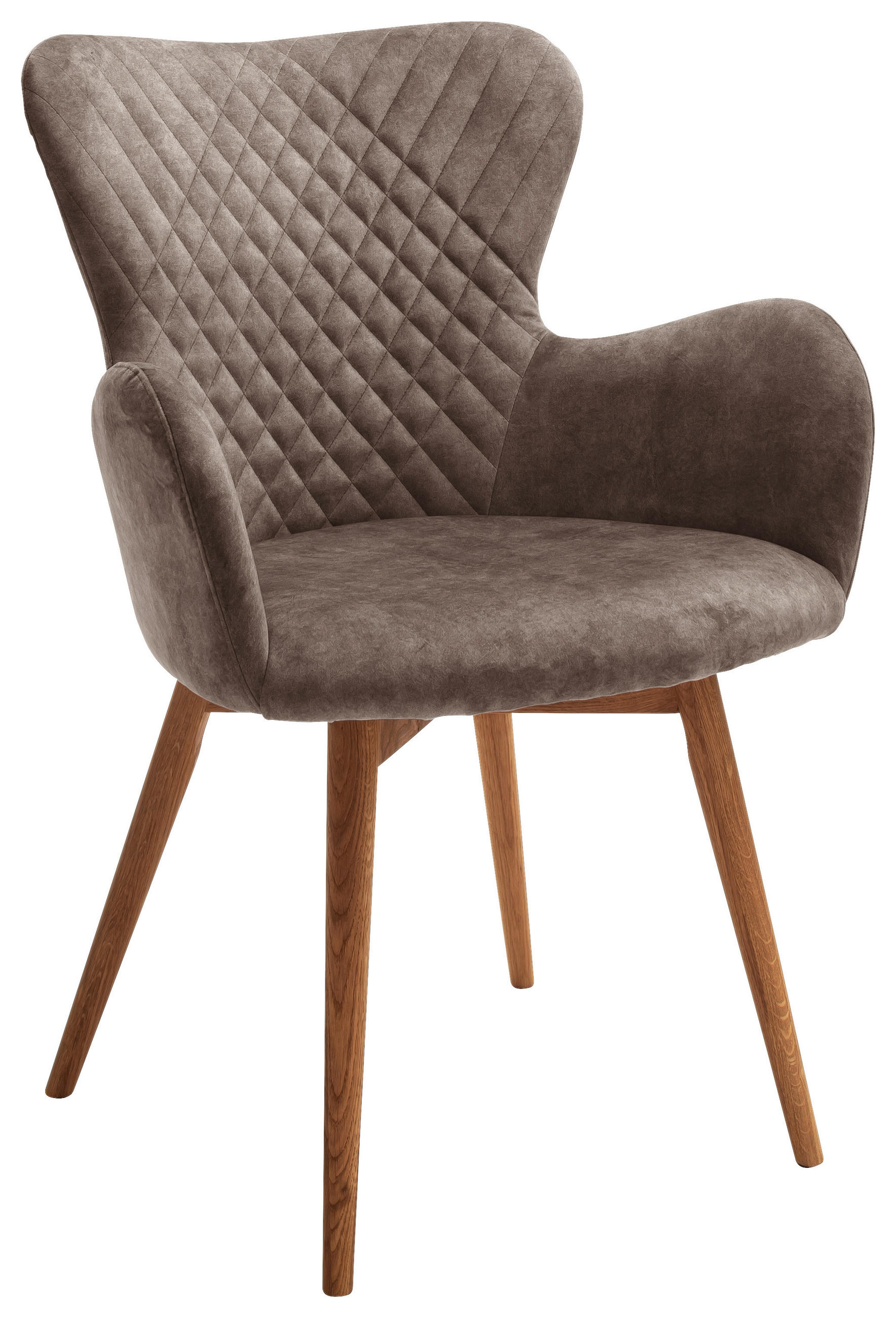 ARMLEHNSTUHL  in Velours  - Eichefarben/Cappuccino, Natur, Holz/Textil (62/87/65cm) - MID.YOU