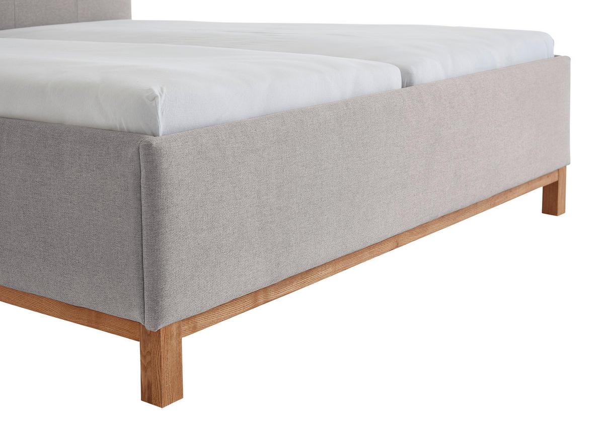 POLSTERBETT 180/200 cm  in Hellgrau  - Eichefarben/Hellgrau, MODERN, Holz/Textil (180/200cm) - Livetastic
