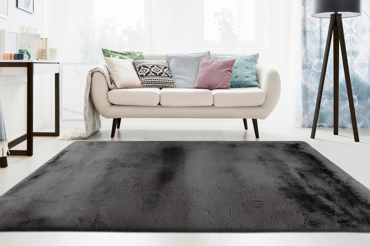 HOCHFLORTEPPICH 200/290 cm Graphitfarben rechteckig  - Graphitfarben, Basics, Textil (200/290cm) - Kayoom