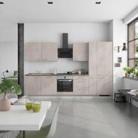KÜCHENBLOCK Riva 330 cm  in Grau, Schieferfarben  - Schieferfarben/Edelstahlfarben, MODERN, Holzwerkstoff/Metall (330cm) - Nobilia