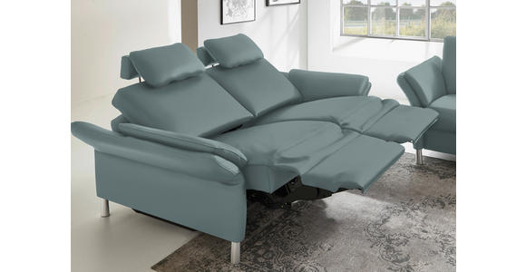 3-SITZER-SOFA Latina in Echtleder Blau   - Blau/Alufarben, Design, Leder/Metall (190/82/99cm) - Dieter Knoll