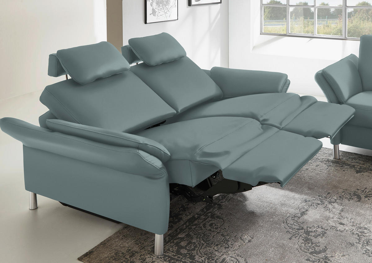 3-SITZER-SOFA in Echtleder Blau  - Blau/Alufarben, Design, Leder/Metall (190/82/99cm) - Dieter Knoll