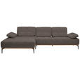 ECKSOFA  in Flachgewebe Graubraun  176/314 cm  - Graubraun/Schwarz, Natur, Holz/Textil (176/314cm) - Valnatura