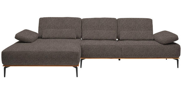 ECKSOFA  in Flachgewebe Graubraun  176/314 cm  - Graubraun/Schwarz, Natur, Holz/Textil (176/314cm) - Valnatura