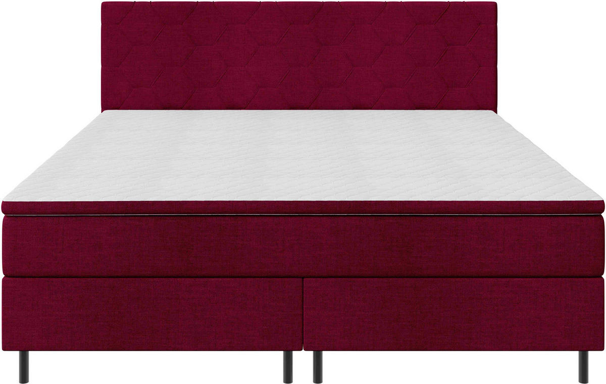 BOXSPRINGBETT 180/200 cm,  in Rot, Matratze, Topper, H2 + H2 = mittel  - Rot/Schwarz, KONVENTIONELL, Textil/Metall (180/200cm) - Chameo