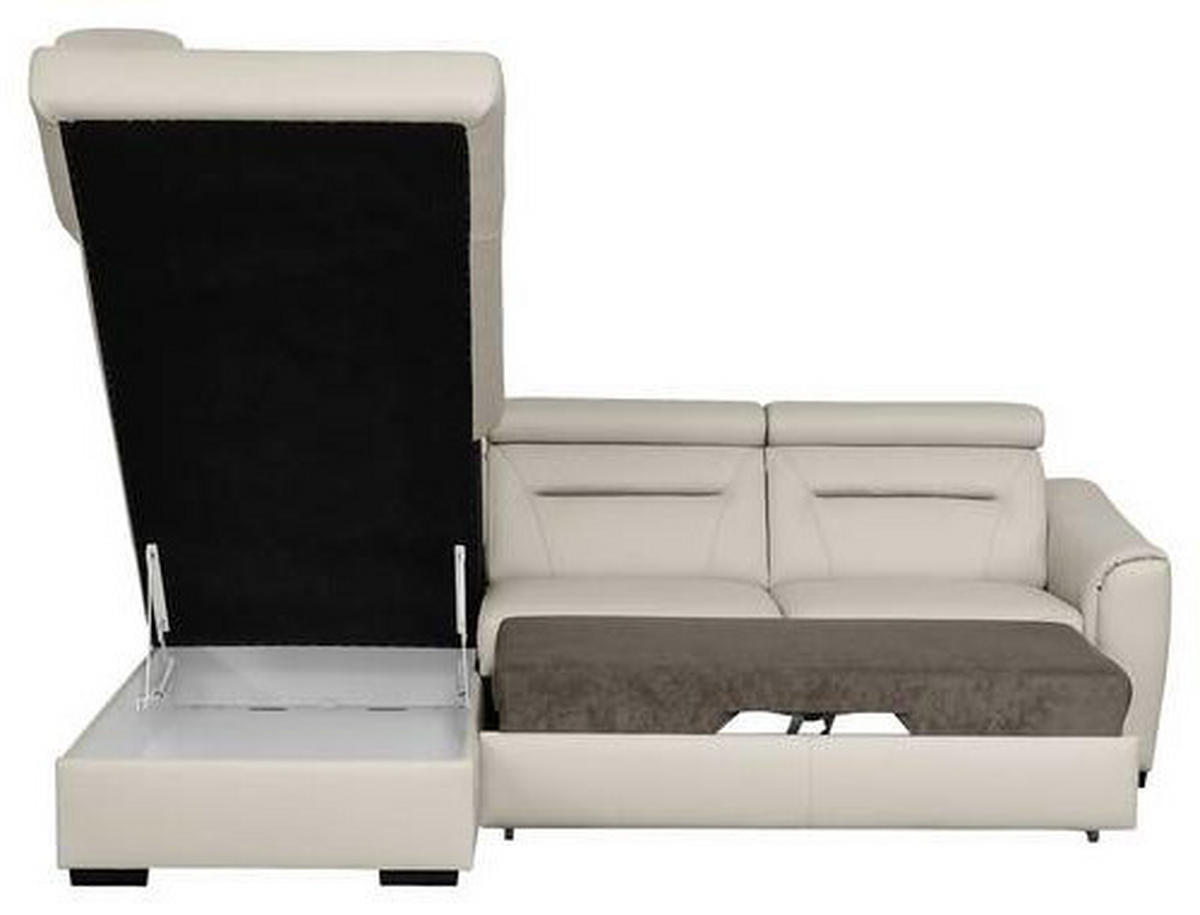 ECKSOFA Lederlook Echtleder Creme  - Wengefarben/Creme, Design, Leder/Holz (212/260cm) - Celina Home