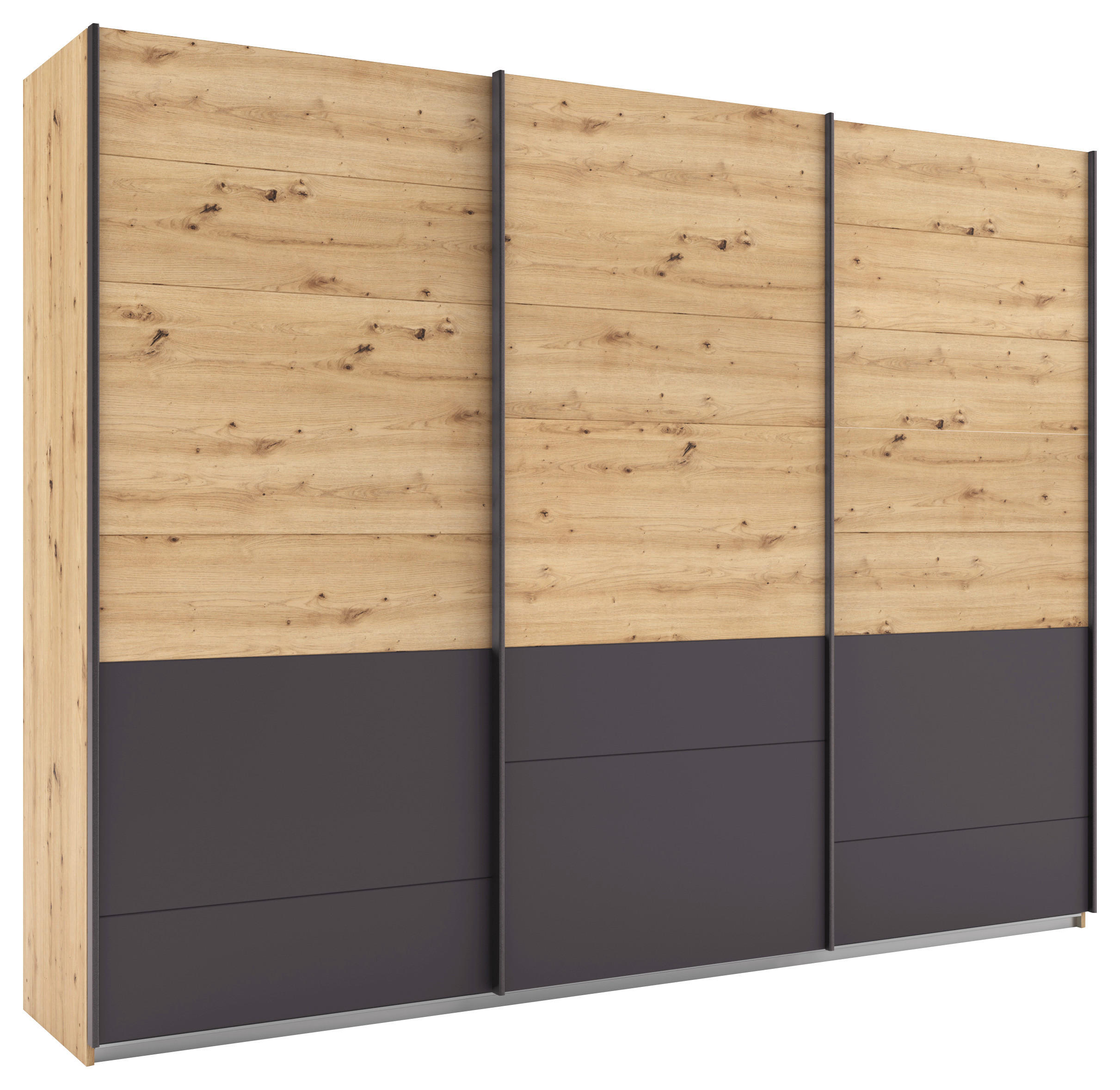 SCHWEBETÜRENSCHRANK 271/210/62 cm 3-türig Grau, Eiche Artisan  - Eiche Artisan/Grau, MODERN, Holzwerkstoff/Metall (271/210/62cm) - Rauch Möbel
