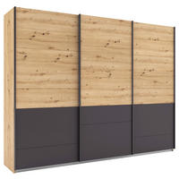 SCHWEBETÜRENSCHRANK 271/210/62 cm 3-türig Grau, Eiche Artisan  - Eiche Artisan/Grau, MODERN, Holzwerkstoff/Metall (271/210/62cm) - Rauch Möbel