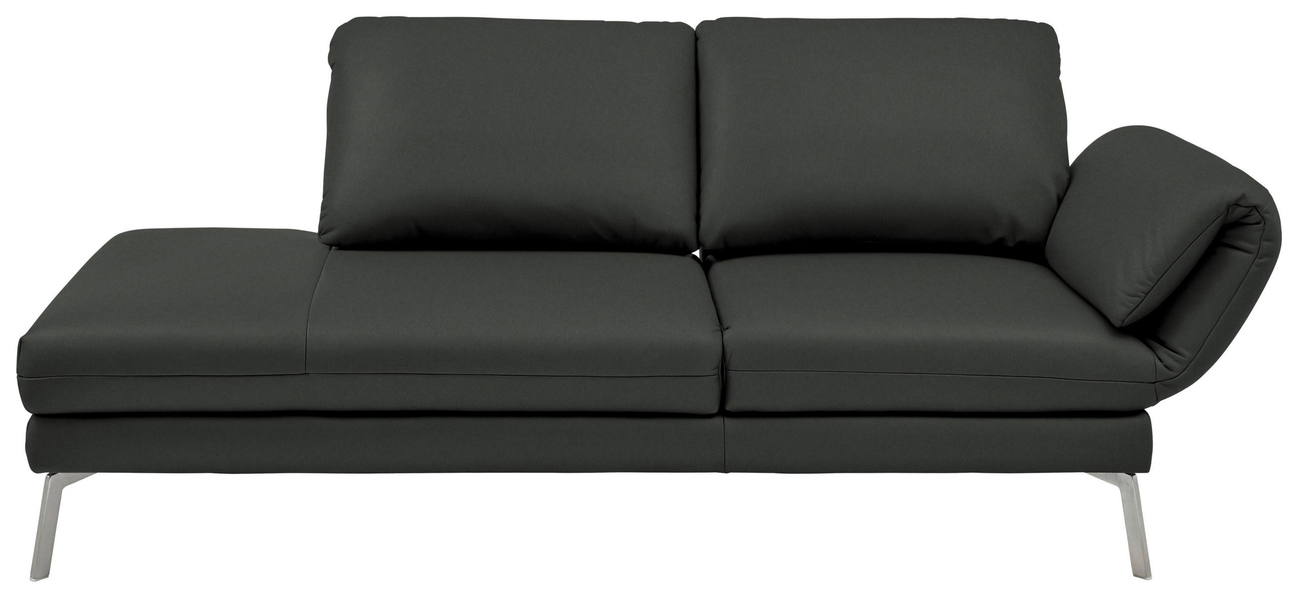 RÉCAMIERE in Echtleder Dunkelgrau  - Chromfarben/Dunkelgrau, Design, Leder/Metall (209/85-109/95-16cm) - Dieter Knoll