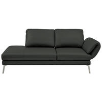 RÉCAMIERE in Echtleder Dunkelgrau  - Chromfarben/Dunkelgrau, Design, Leder/Metall (209/85-109/95-16cm) - Dieter Knoll