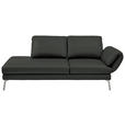RÉCAMIERE in Echtleder Dunkelgrau  - Chromfarben/Dunkelgrau, Design, Leder/Metall (209/85-109/95-16cm) - Dieter Knoll
