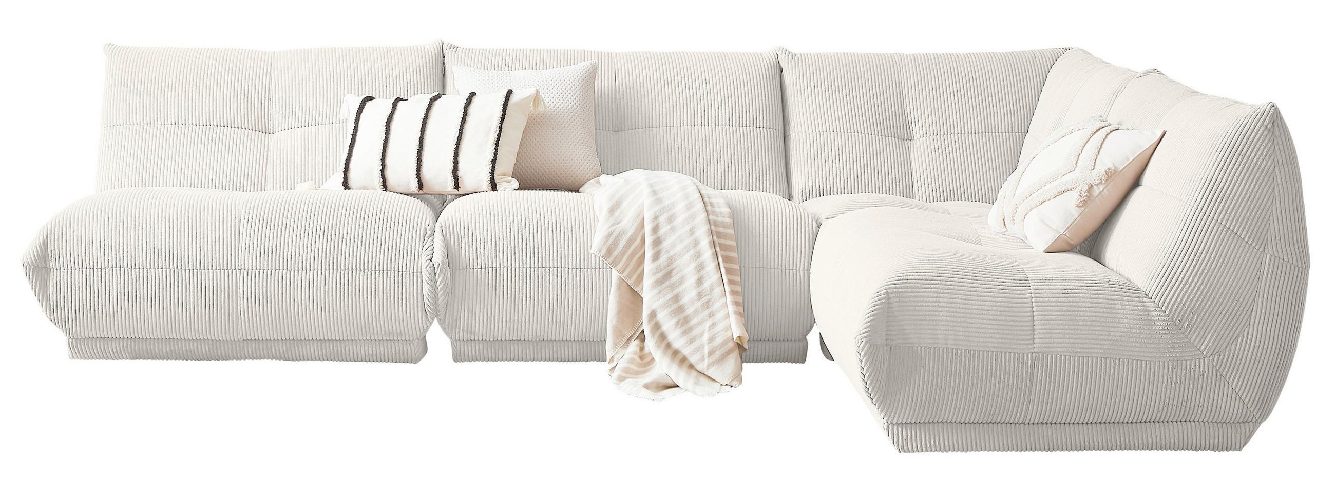 ECKSOFA in Cord Weiss  - Weiss, Trend, Textil (315/210cm) - Livetastic