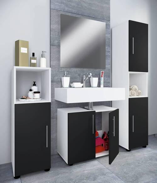 BADEZIMMER  in 122 cm  - Schwarz/Weiß, MODERN, Holzwerkstoff (122cm) - MID.YOU