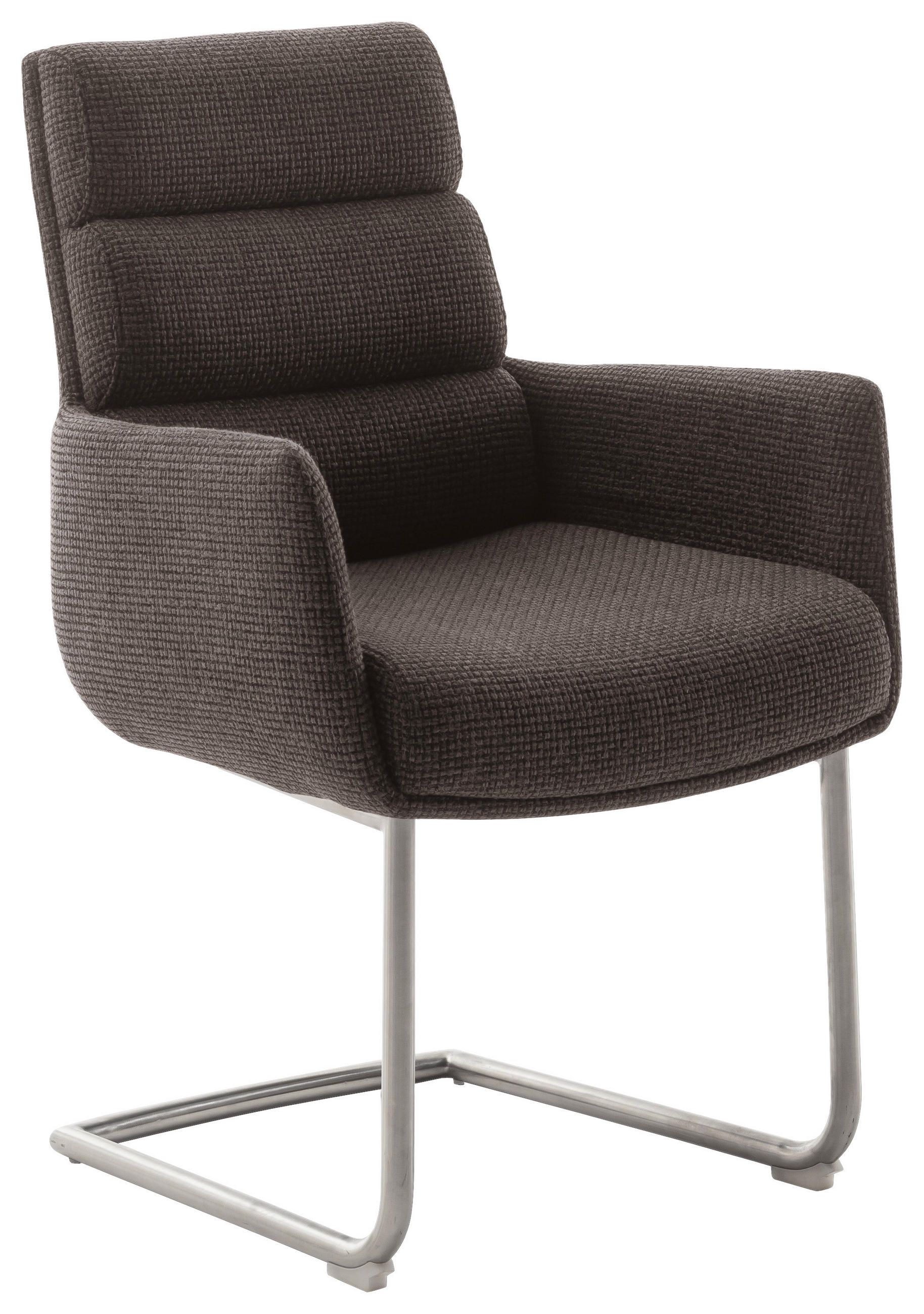 ARMLEHNSTUHL  in Edelstahl Webstoff  - Edelstahlfarben/Cappuccino, Design, Textil/Metall (61/90/64cm) - Dieter Knoll