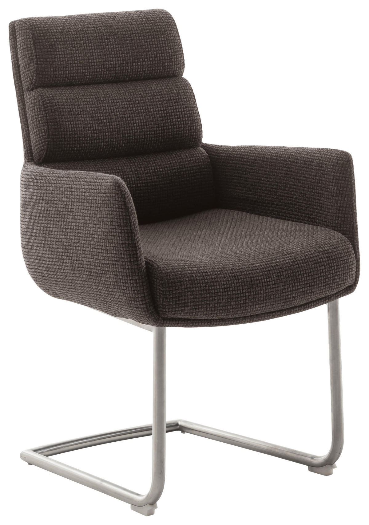 ARMLEHNSTUHL  in Edelstahl Webstoff  - Edelstahlfarben/Cappuccino, Design, Textil/Metall (61/90/64cm) - Dieter Knoll