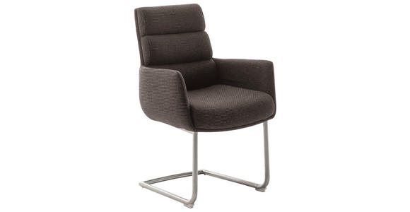 ARMLEHNSTUHL in Edelstahl Webstoff - Edelstahlfarben/Cappuccino, Design, Textil/Metall (61/90/64cm) - Dieter Knoll