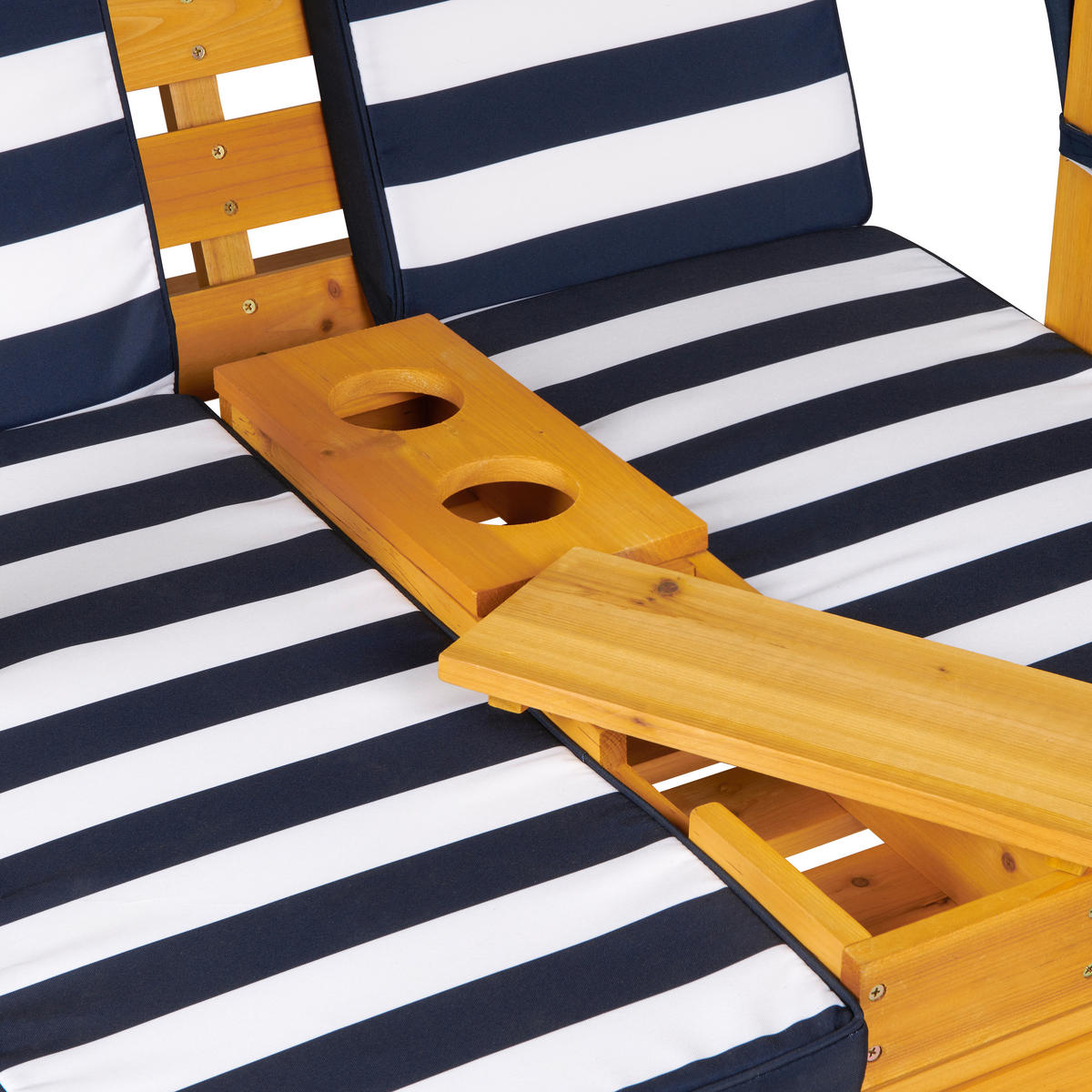 KINDERSONNENLIEGE Holz, Textil Blau, Naturfarben, Weiß  - Blau/Naturfarben, Basics, Holz/Textil (85/92,5/89cm) - My Baby Lou