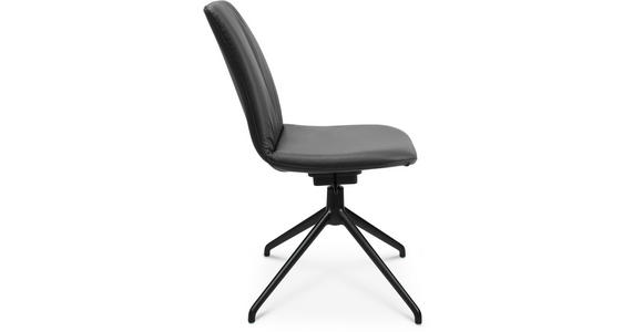 STUHL in Aluminium Echtleder pigmentiert Metall, Leder - Anthrazit/Schwarz, Design, Leder/Metall (46/81,5-84,5/55cm) - Johann Jakob