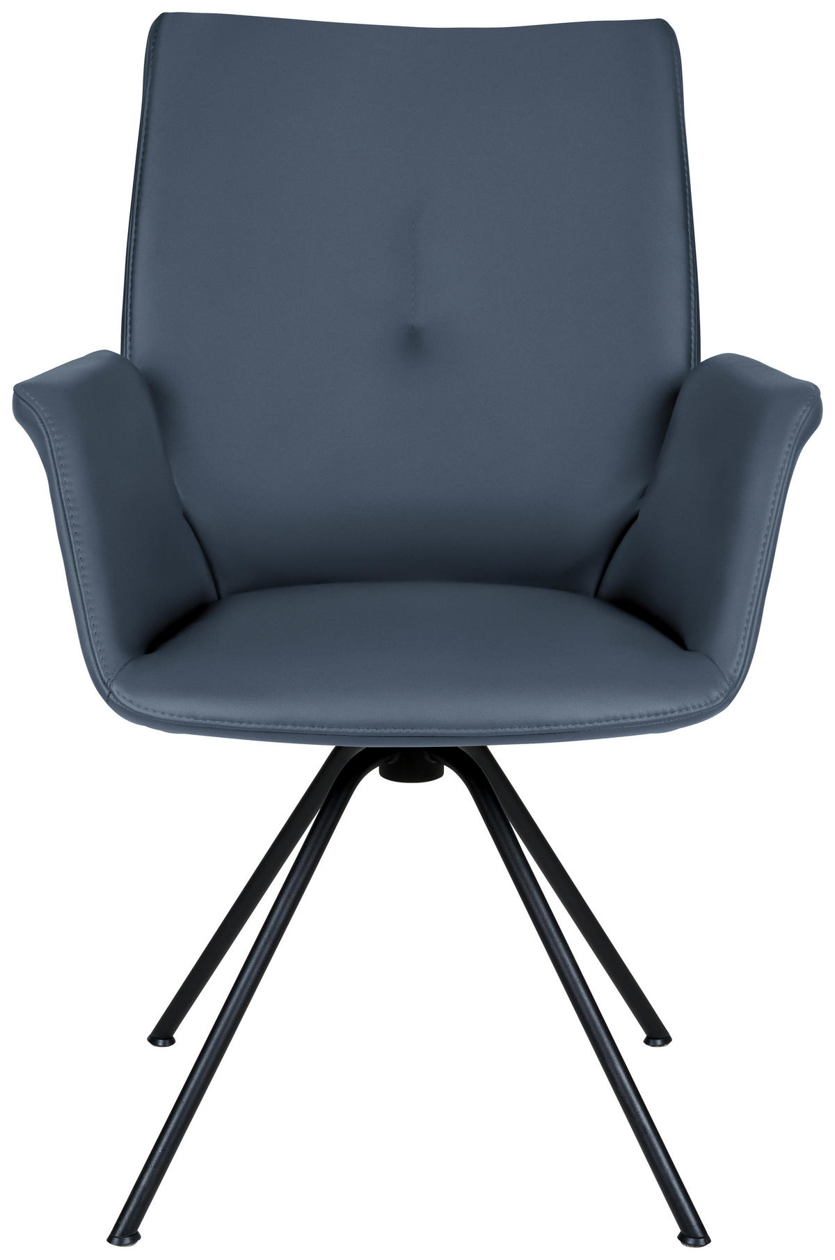 ARMLEHNSTUHL  in Stahl Echtleder pigmentiert  - Graublau/Schwarz, Design, Leder/Metall (65/91/63cm) - Dieter Knoll