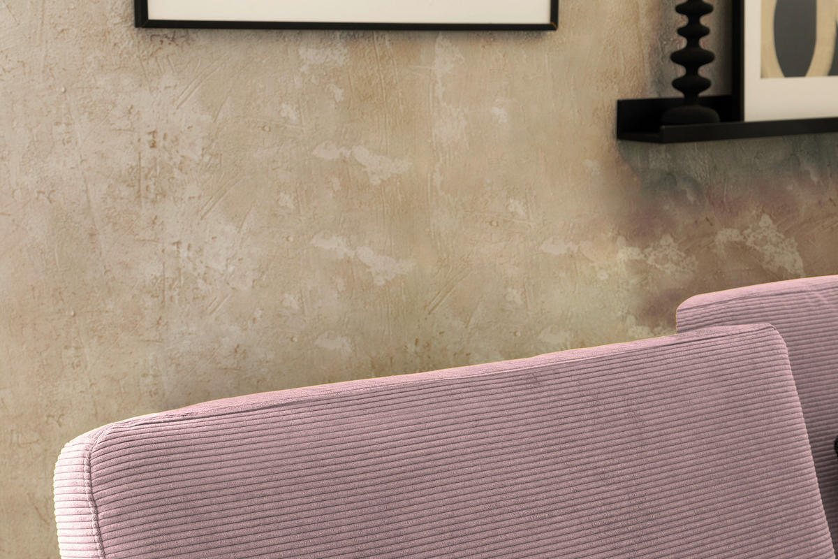 ECKSOFA in Cord Altrosa  - Schwarz/Altrosa, Design, Textil/Metall (298/185cm) - Pure Home Lifestyle