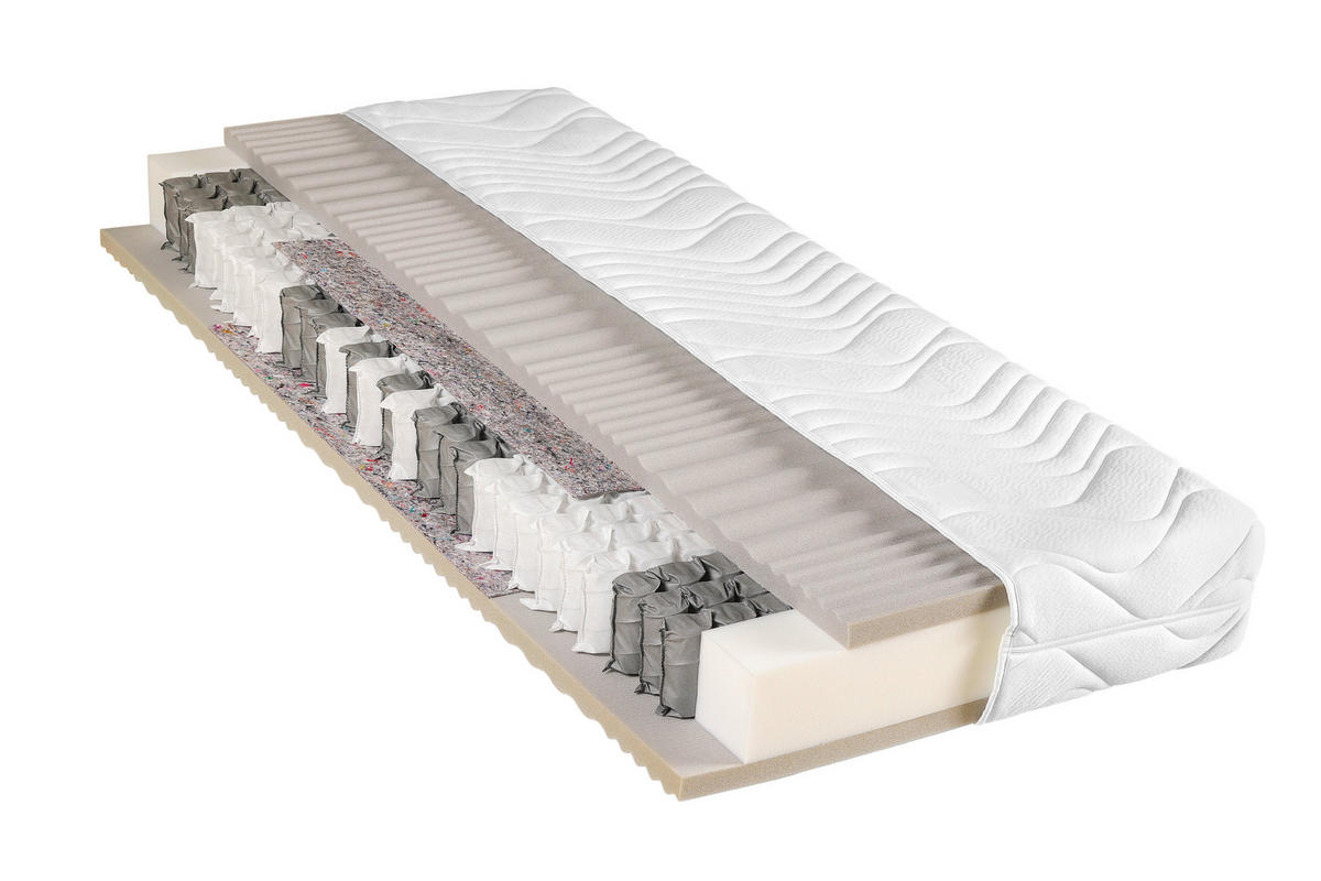 TASCHENFEDERKERNMATRATZE 120/200 cm Höhe ca. 23 cm  - Weiß, Basics, Textil (120/200cm) - Visionight