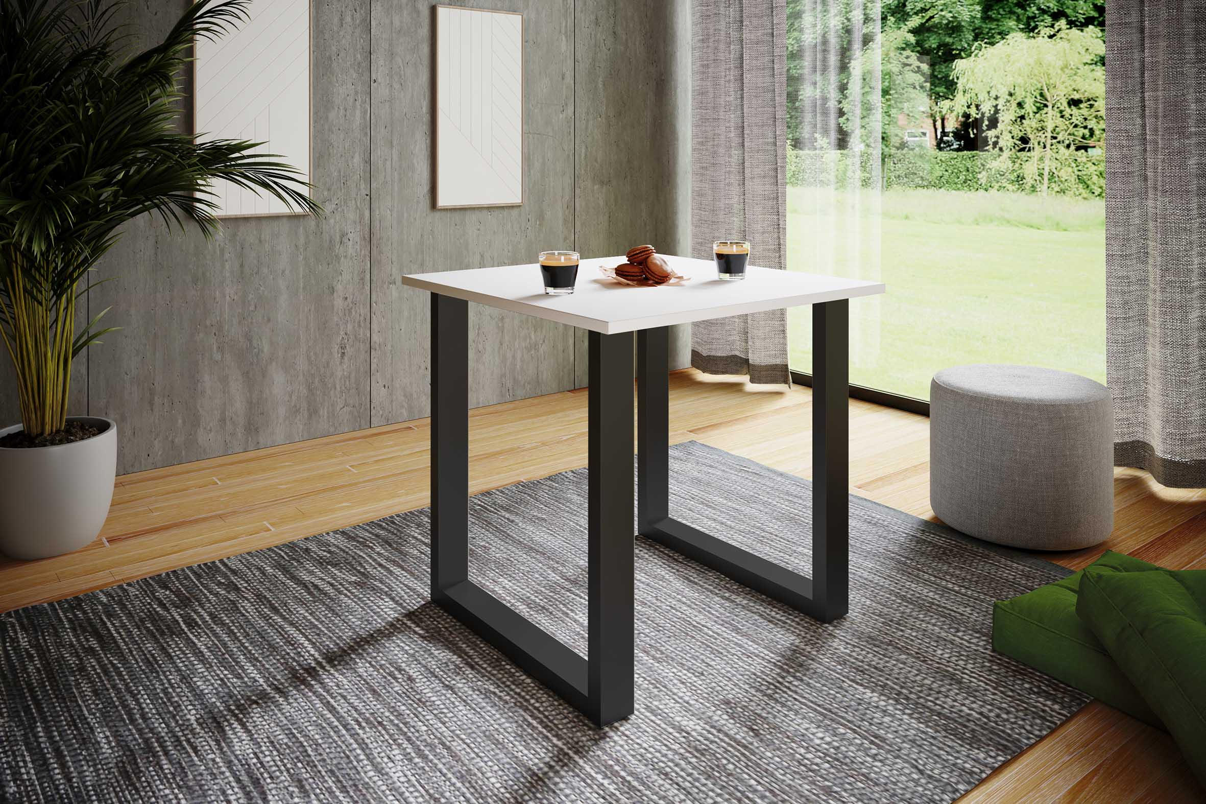 ESSTISCH Schwarz, Weiß  - Schwarz/Weiß, Basics, Holzwerkstoff/Metall (80/50/76cm) - MID.YOU