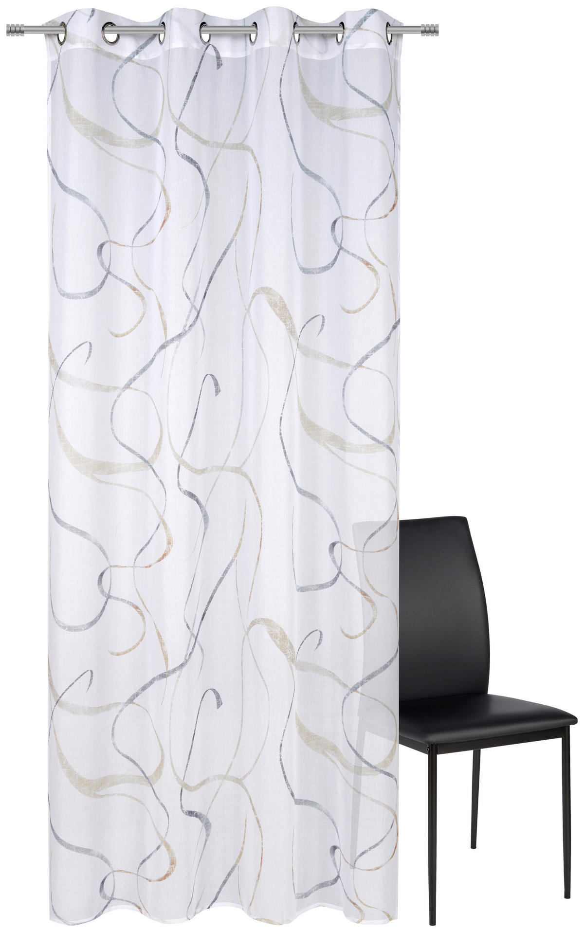 ZÁVĚS S OČKY, poloprůhledné, 140/245 cm - béžová, Konvenční, textil (140/245cm) - Esposa