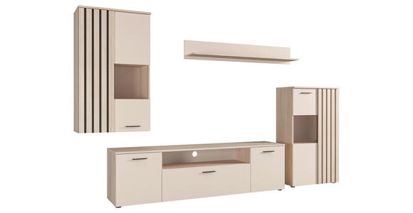WOHNWAND  in Eichefarben, Kaschmir  290/190/40 cm  - Kaschmir/Eichefarben, MODERN, Glas/Holzwerkstoff (290/190/40cm) - Hom`in