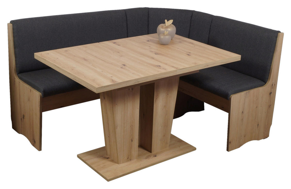 ECKBANKGRUPPE in Textil, Holzwerkstoff Dunkelgrau, Eiche Artisan  - Dunkelgrau/Eiche Artisan, KONVENTIONELL, Holz/Holzwerkstoff (125/165cm)