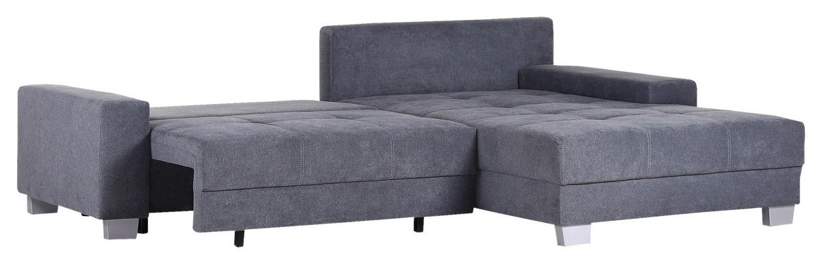 HÖRNSOFFA i flatväv mörkgrå  - mörkgrå/silver, Klassisk, trä/textil (273/192cm) - MID.YOU