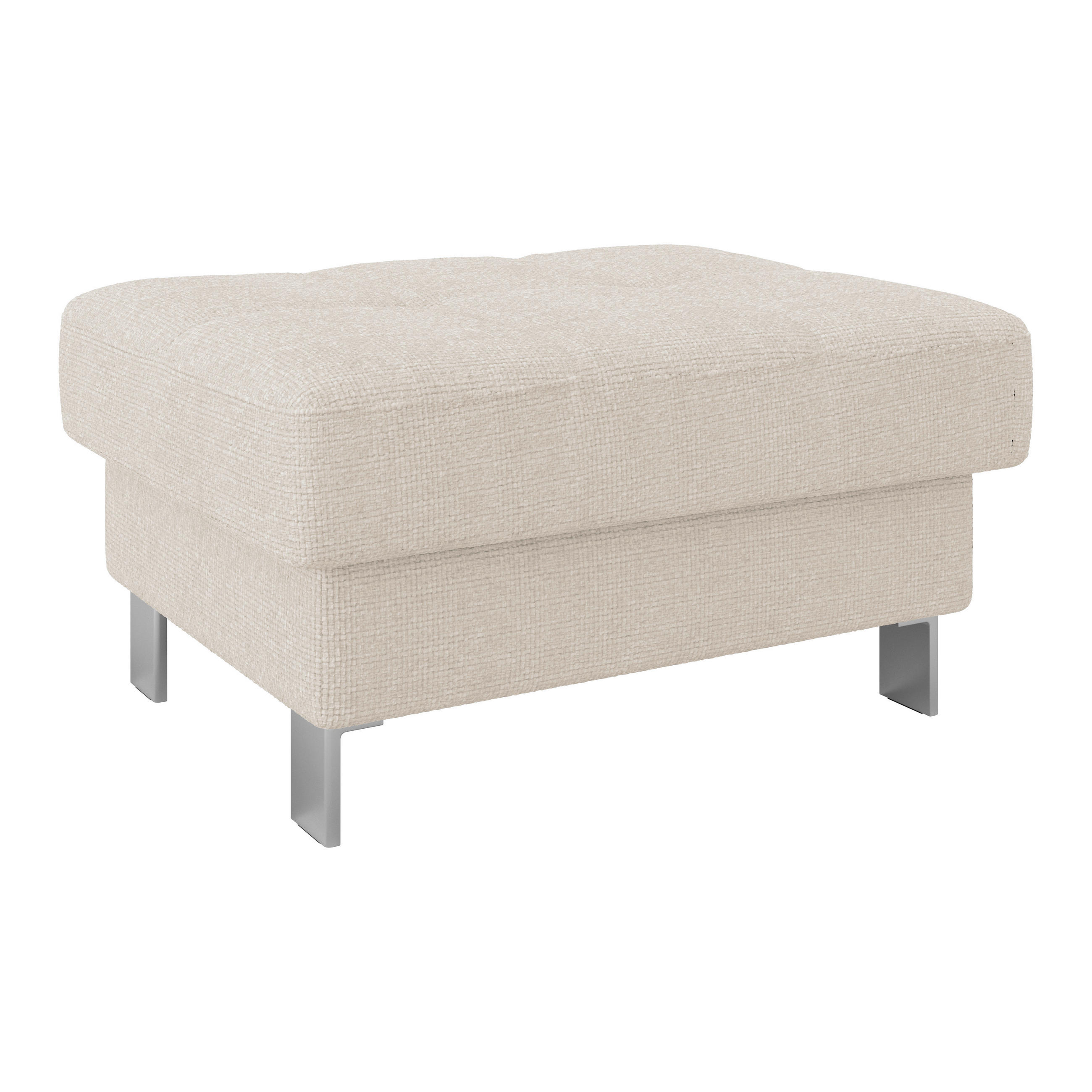 HOCKER in Textil Perlmutt  - Perlmutt, Modern, Textil/Metall (90/44/73cm) - MID.YOU