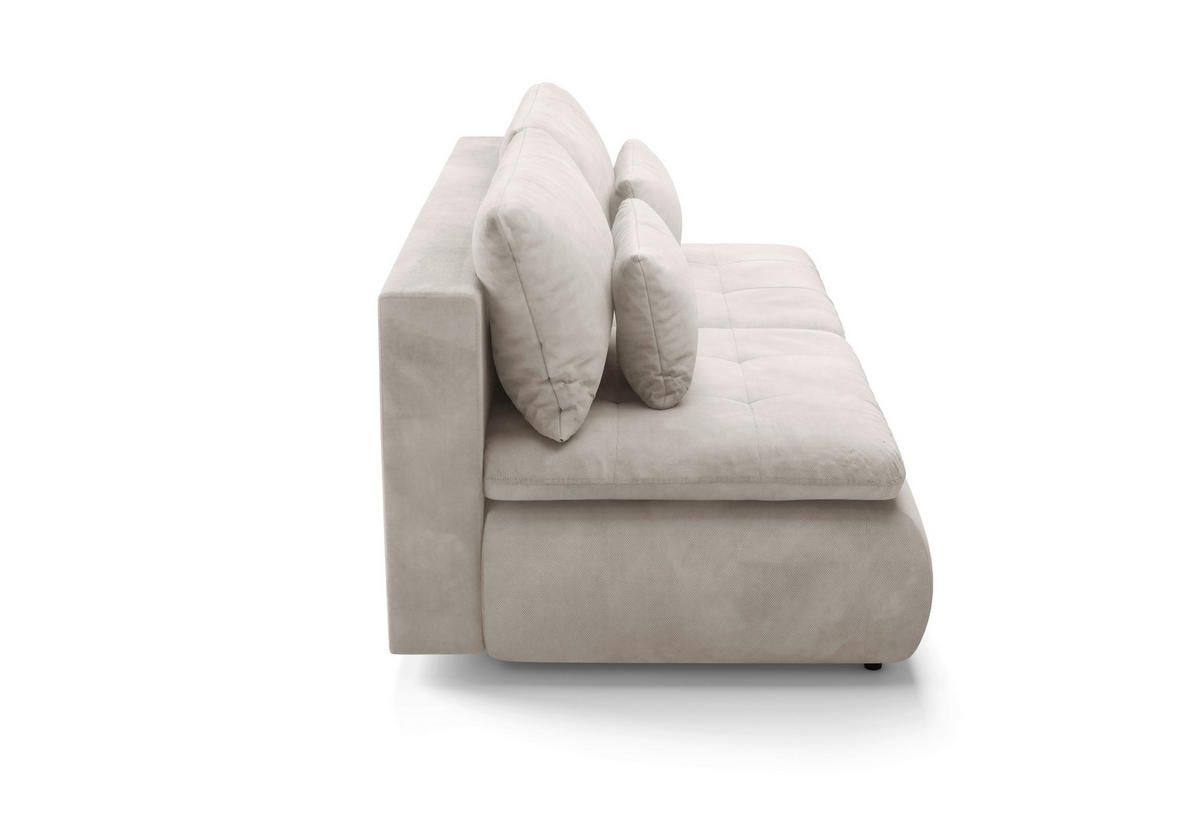 SCHLAFSOFA MYSTIC in Plüsch Creme  - Creme/Schwarz, Design, Kunststoff/Textil (220/94/114cm) - Livetastic