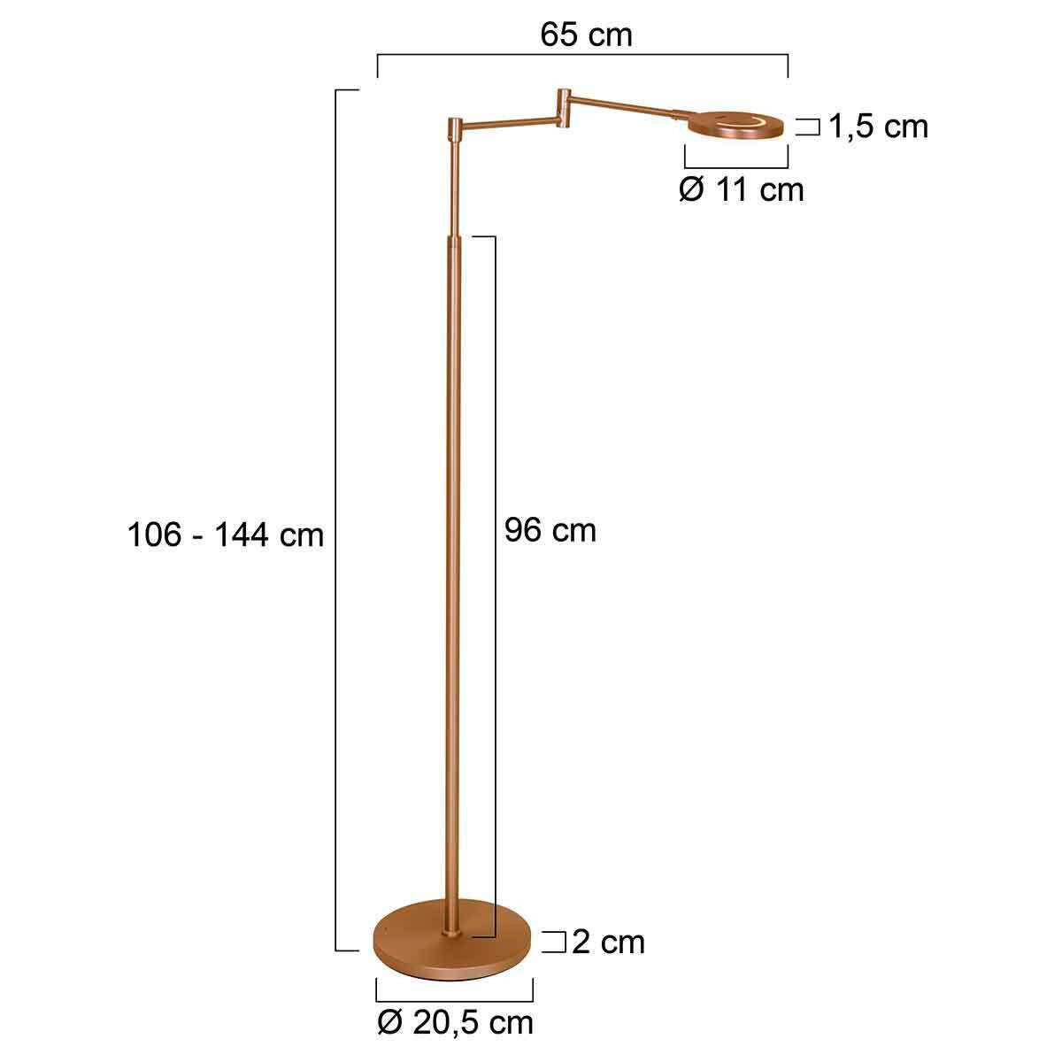 AKKU-STEHLEUCHTE 65/20,5/144 cm    - Bronzefarben, KONVENTIONELL, Kunststoff/Metall (65/20,5/144cm)